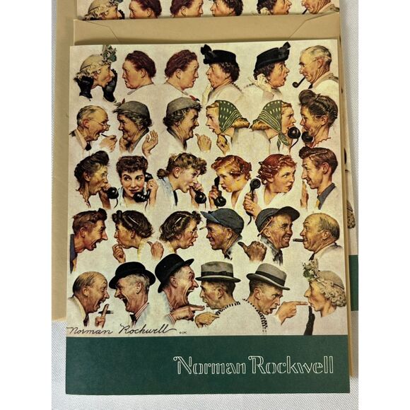 RARE NOS Norman Rockwell 1970s Notecards (8) Gee Whiz Leanin' Tree - Picture 7 of 10